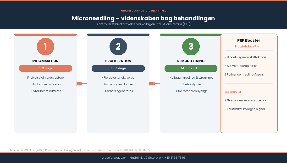 Microneedling og PRF – de tre biologiske healingsfaser: inflammation, proliferation og remodellering